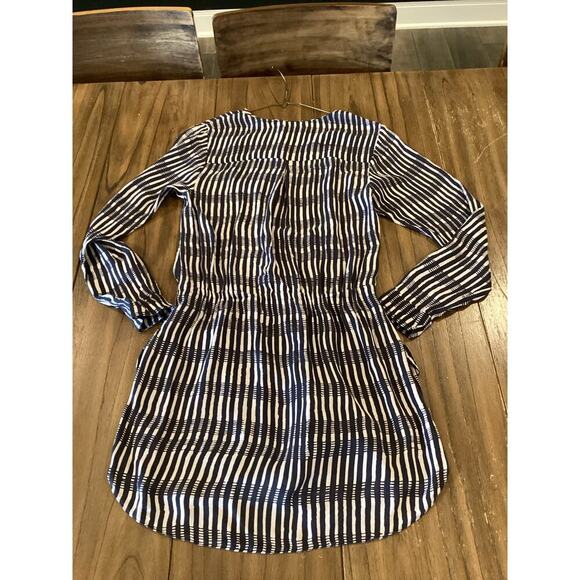 ALC Simona Silk Mini Dress Long Sleeve Front Tie Stripes Black White Small - Picture 3 of 10